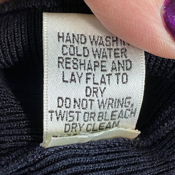 Max Studio Black Fuzzy Collar Long Sleeve Knit Dress knee length medium - Picture 10 of 10